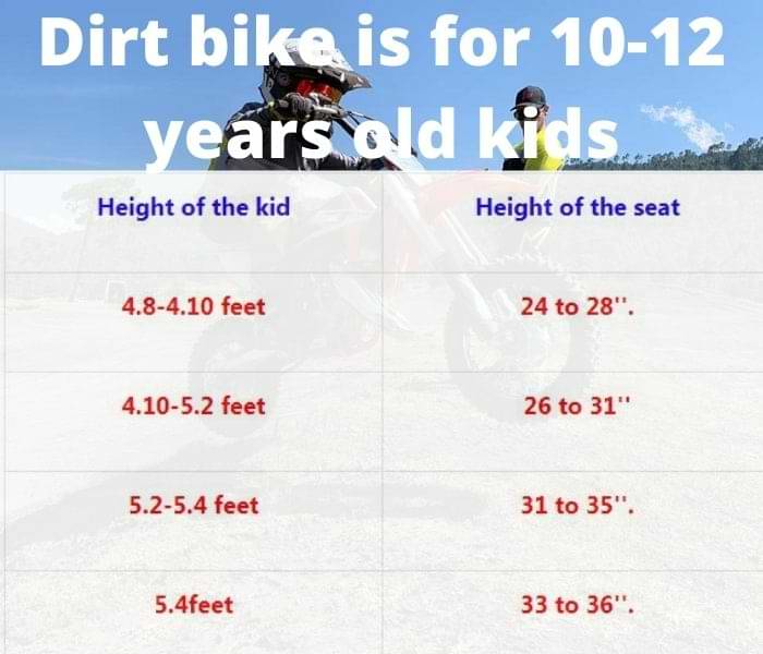 dirt bike size for 10 years old