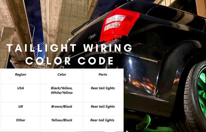 Taillight wiring color code