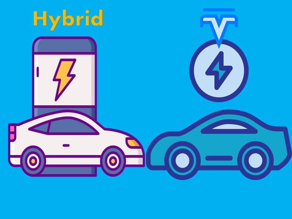 differences between a Tesla and a hybrid car